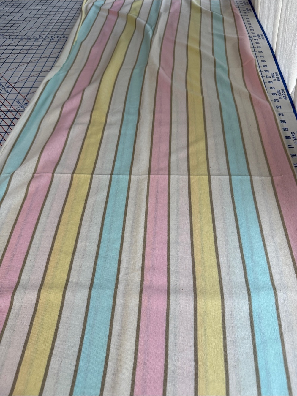 Vintage Pastel Stripe Cotton Jersey Knit Fabric 1.5 Yards x 44” Pink Aqua Yellow - Picture 4 of 12